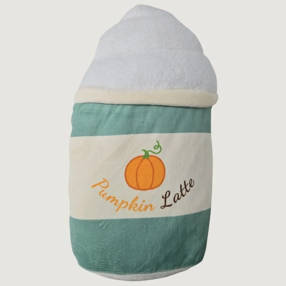 Set of 2 Plush Pumpkin Latte Drink Throw Pillows Fall Autumn Decor 16